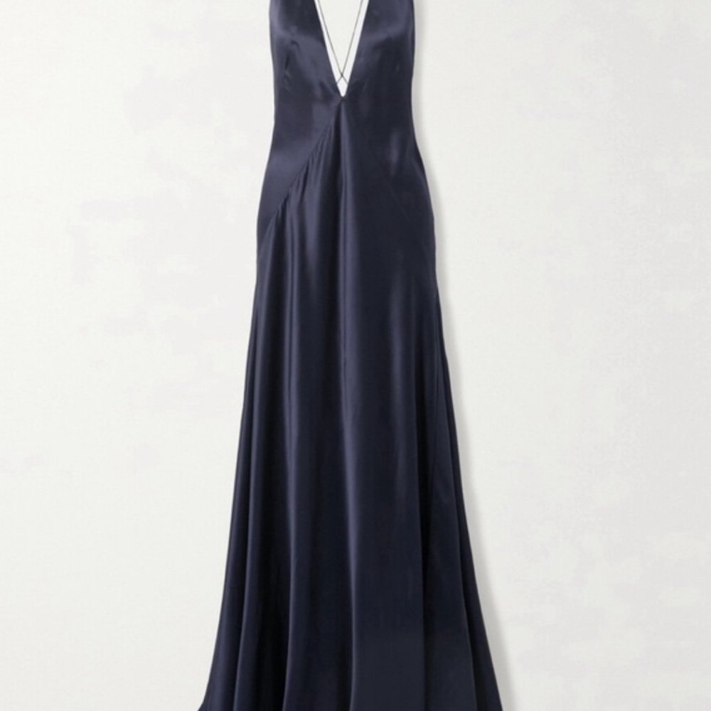007 Michael Lo Sordo navy silk maxi dress size us 4